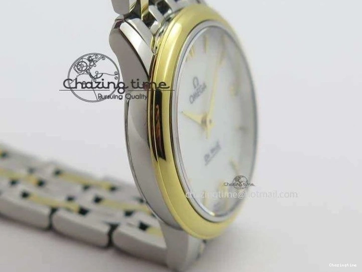 0111 De Ville 27mm SS YG Ladies MK 1:1 Best Edition White MOP Dial On SS Bracelet Ronda Quartz Sophisticated 8192